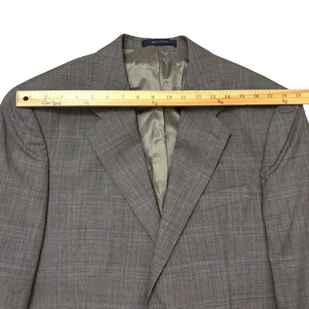 Vtg Ralph Lauren Chaps Glen Plaid 2pc Suit 41R 100% Wool Gray Made in Canada - Picture 8 of 14